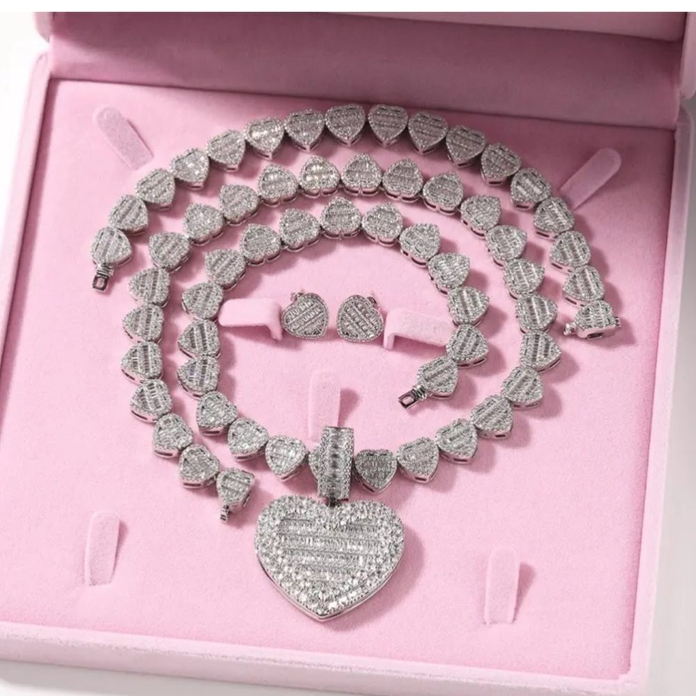Heart locket choker silver 16inch